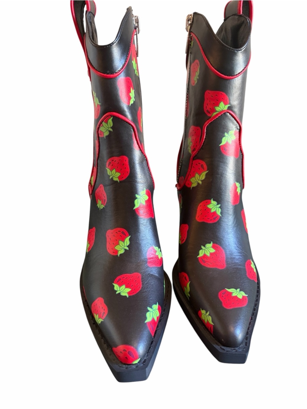 Dolls Kill x Strawberry Shortcake Black Meadow Greeting Cowboy Boots Size 8 - Picture 3 of 8